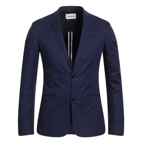 Zadig & Voltaire Blazer Jacket Mens 46 Navy Blue Two Button Preppy Was $249